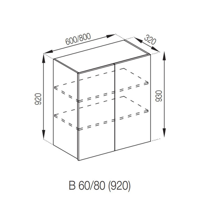 Кухонная секция верхняя В 80 (h-920) Софи Мир мебели 