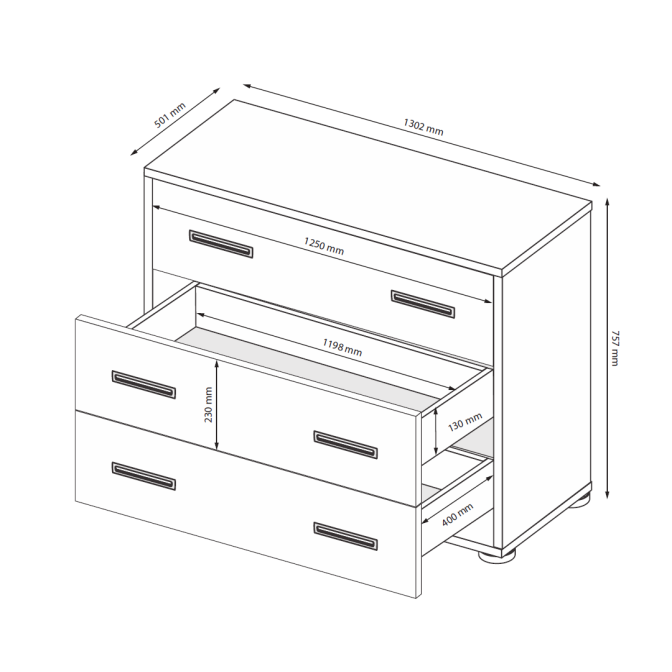Комод 3Ящ Белла / Bella Глянец белый MiroMark BL-63-WB