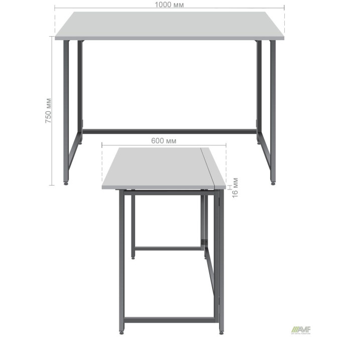 Стол раскладной Fold FL1000 (1000х600х750Н) черный/серый Шифер AMF