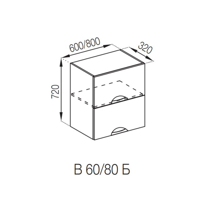 Кухонная секция верхняя В 80 Б Адель Люкс Мир мебели