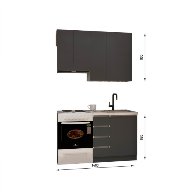 Кухня готова ДСП 3 Класик 1,4 м висота Н 900 плита окремо, без ручок Senam