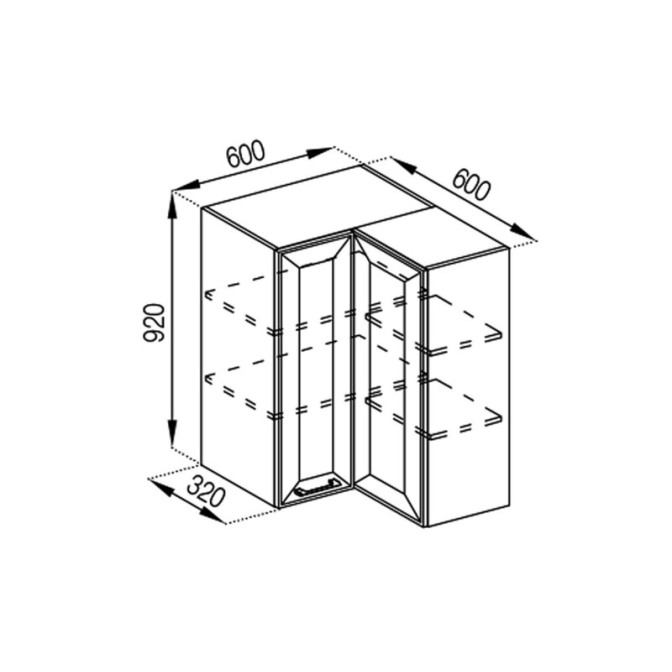 Кухонная секция верхняя 60*60 кут прямий (h-920) Марго Мир мебели  