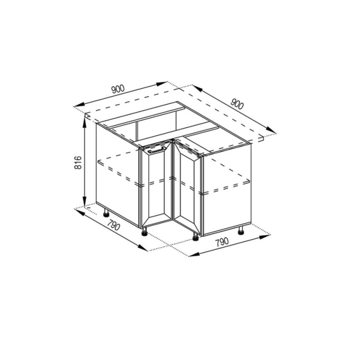 Кухонная секция нижняя 90*90 Марго Мир мебели