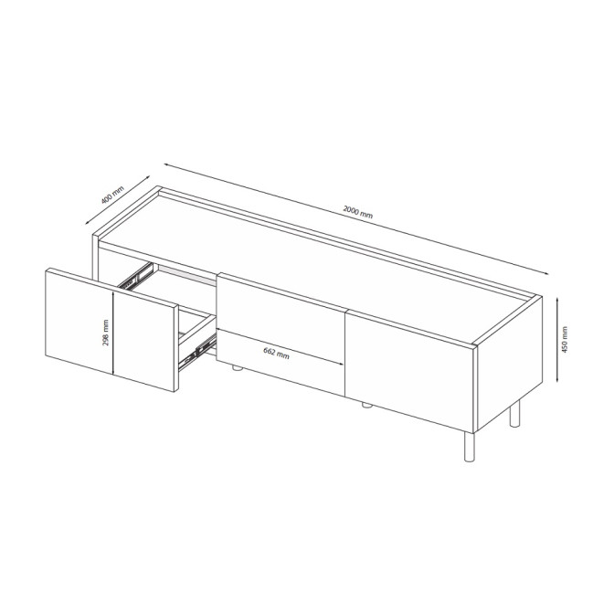 Тумба ТВ 2.0м Нео / Neo Глянець Антрацит - Супермат Білий MiroMark NE-200-AW