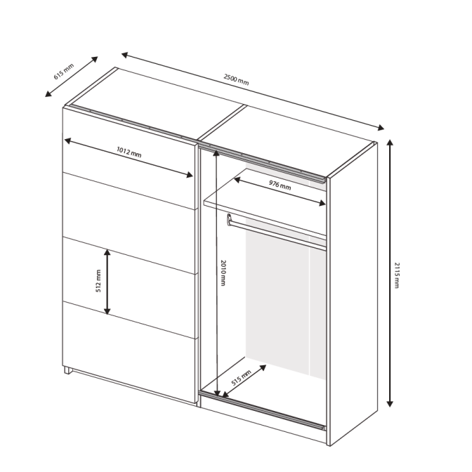 Шафа-купе 2,5x2,1 Белла / Bella Глянець Білий MiroMark BL-21-WB