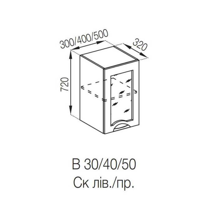 Кухонная секция верхняя В 30 Ск Адель Люкс Мир мебели