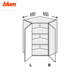 Кухонна секція Міленіум WG верхня Кут В 45° 650х650/720 1дв Pro Blum Ліва ML-493W/01L MiroMark