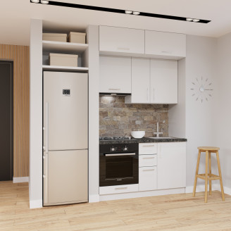 Кухня готова ДСП 1 Класик 1,4 м вбудована плита та вбудована витяжка, з антресолями, з ручками Senam