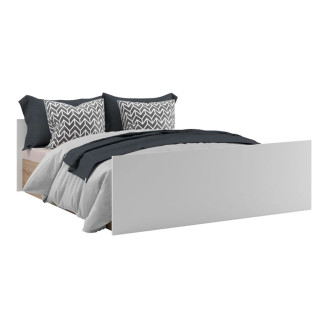 Кровать с металлическим каркасом Ким Дуб Артизан / Белый Мир Мебели Кровать с металлическим каркасом Ким Дуб Артизан / Белый Мир Мебели