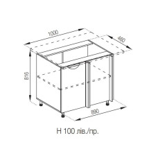 Кухонная секция нижняя Н 100 Адель Люкс Мир мебели 
