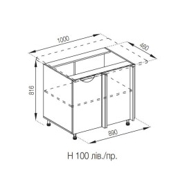 Кухонная секция нижняя Н 100 Адель Люкс Мир мебели 