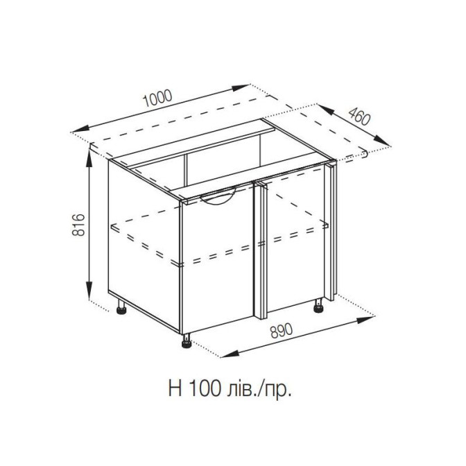 Кухонная секция нижняя Н 100 Адель Люкс Мир мебели 