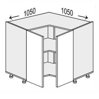 Кухонна секція Мері нижня Кут Н 90° 1050х1050/820 2дв MR-094W/9003gl MiroMark