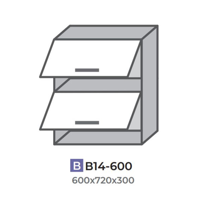 Кухонна секція В14-600 верхня 600 горизонт висота 720 два фасади Оптима Еверест  