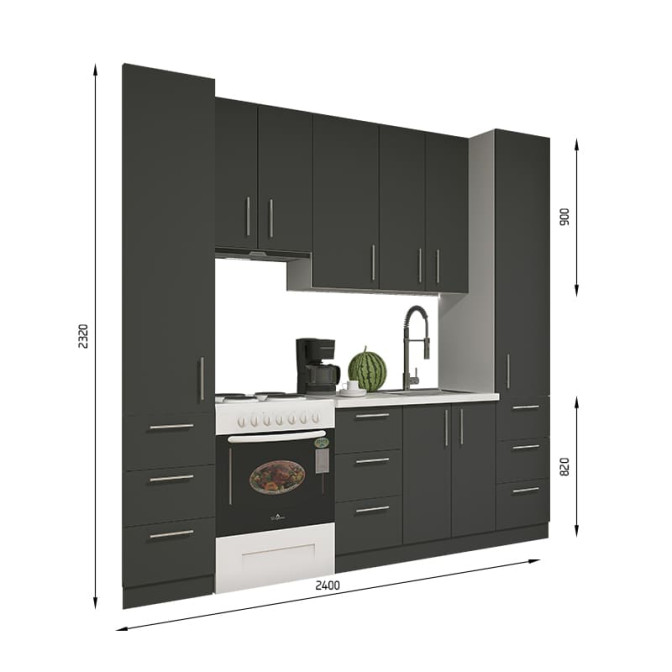 Кухня готова ДСП 3 Класик 2,4 м висота Н 900 плита окремо, з ручками Senam