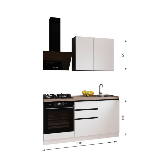 Кухня готова ДСП 2 Класик 1,6 м вбудована плита, окрема витяжка, з ручками Senam    