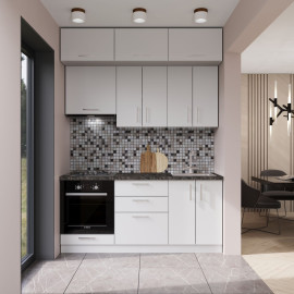 Кухня готова ДСП 1 Класик 1,8 м вбудована плита та вбудована витяжка, з антресолями, з ручками Senam