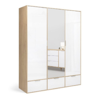 Шкаф 3Дв 3Ящ с зеркалом Оливия / Olivia Глянец Белый - Дуб Кремона MiroMark OV-13-WB