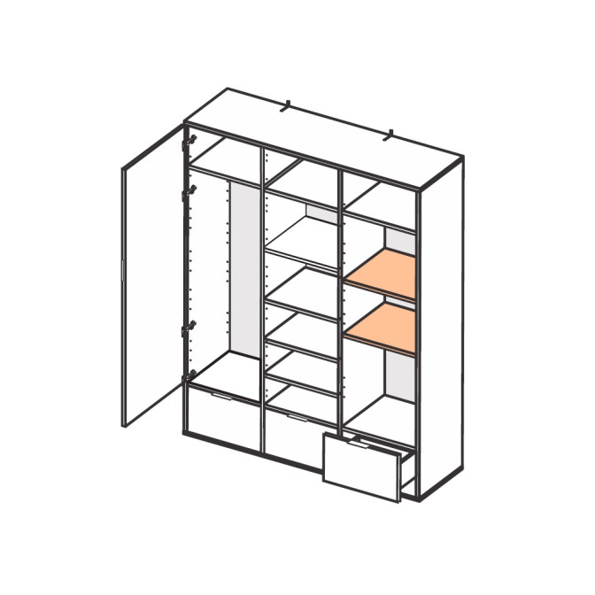 Шафа 3Дв 3Ящ із дзеркалом Олівія / Olivia Глянець Білий - Дуб Кремона MiroMark OV-13-WB