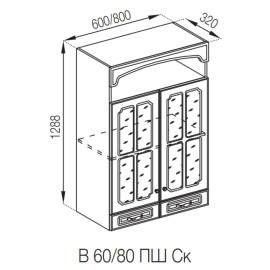 Кухонная секция верхняя В 60 ПШ Ск LUX Валенсия Мир мебели