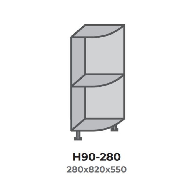 Кухонна секція Н90-280 нижня 550 радіусне відкрите Оптима Еверест  