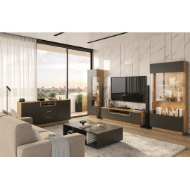 Модульная гостиная Луна / Luna Дуб Крафт – Мат Лава MiroMark