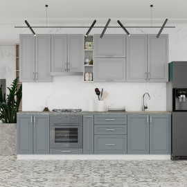 Кухня готова МДФ Бріджіт 2,8 м фарба H900 вбудована плита, вбудована витяжка, з ручками Senam