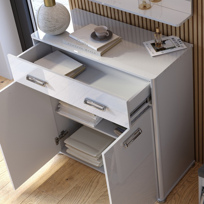 Комод 2Дв 1Ящ Белла / Bella Глянец Белый MiroMark BL-62-WB
