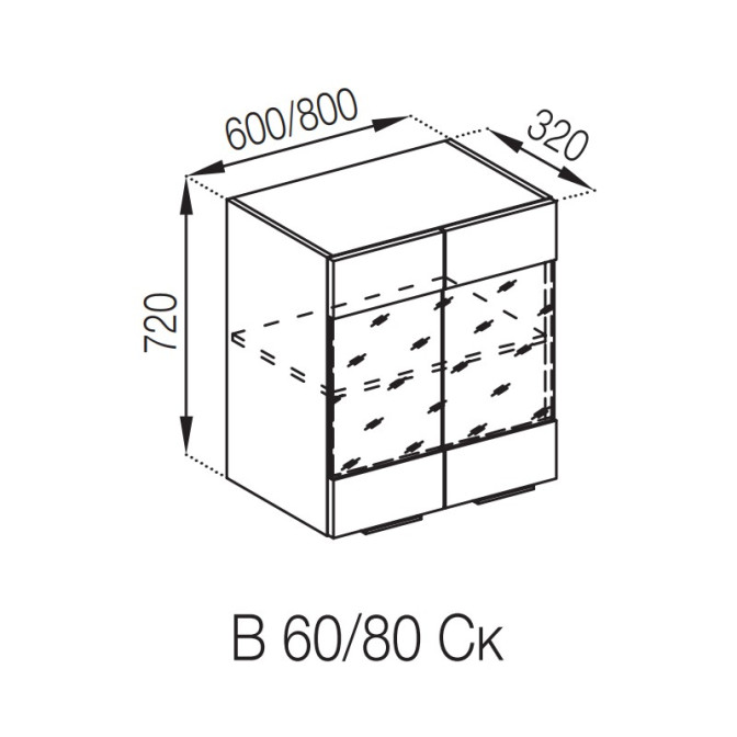 Кухонная секция верхняя В 60Ск Алиса Мир мебели