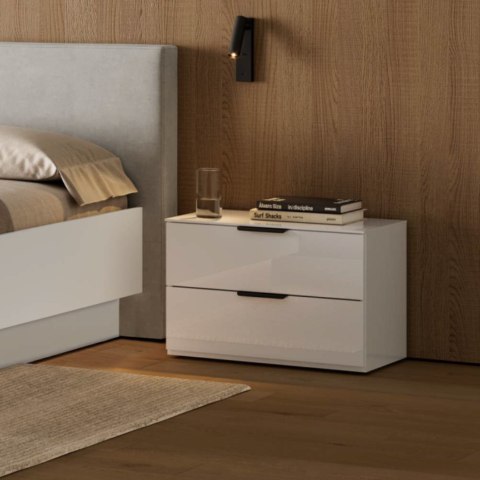 Тумба приліжкова 2Ящ Міла / Mila Глянець Білий MiroMark MA-52-WB