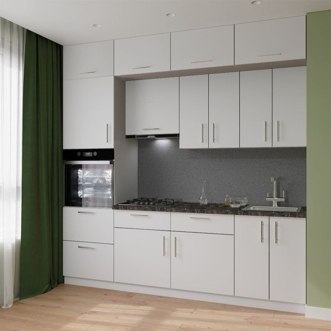 Кухня готова ДСП 1 Класик 2,4 м вбудована плита та вбудована витяжка, з антресолями, з ручками Senam