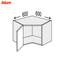 Кухонна секція Мері верхня Кут 45° 600х600/360 1дв Pro Blum MR-193W/9003gl MiroMark
