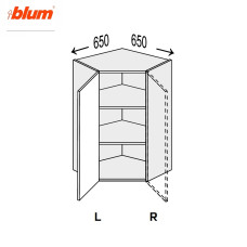 Кухонная секция Миллениум верхняя Угол В 45° 650х650/900 1дв Pro Blum Правая ML-593W/9003R MiroMark