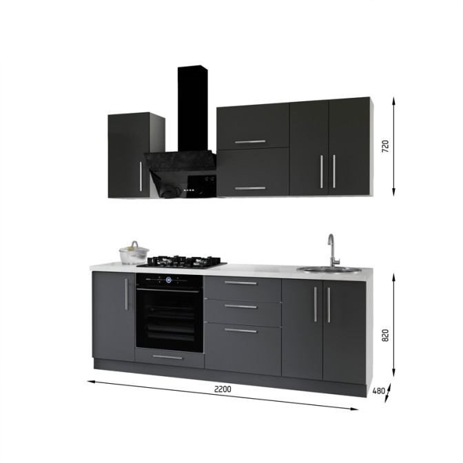 Кухня готова ДСП 2 Класик 2,4 м вбудована плита, окрема витяжка, з ручками Senam