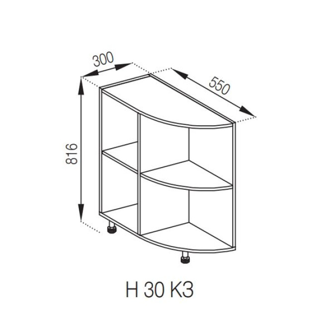 Кухонная секция нижняя Н 30КЗ Бьянка Мир мебели  