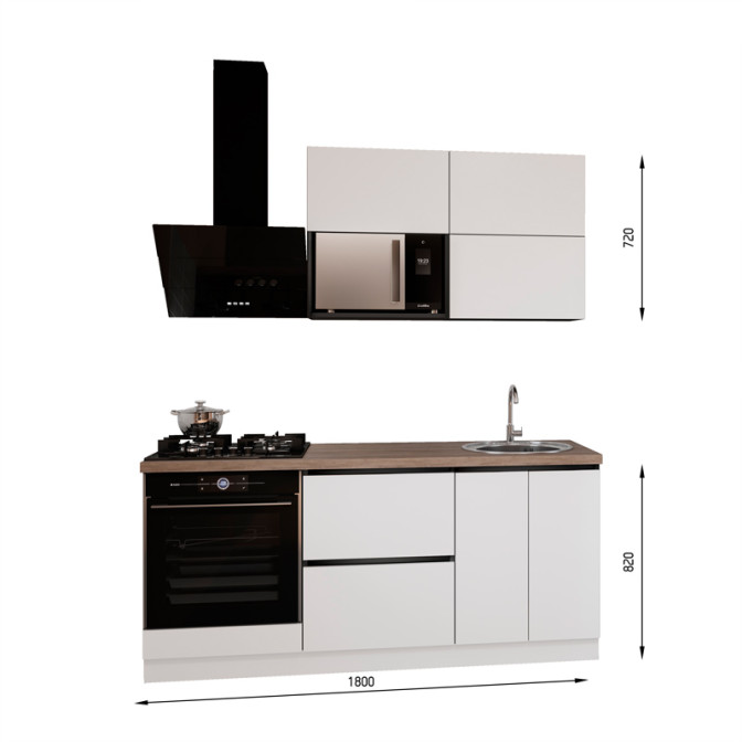 Кухня готова ДСП 2 Класик 1,8 м вбудована плита, окрема витяжка, без ручок Senam