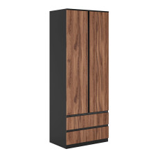 Шафа 2Дв 2Ящ Чорний / Дуб Ліворно Фріда Світ Меблів