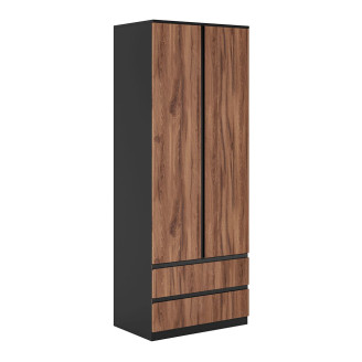 Шафа 2Дв 2Ящ Чорний / Дуб Ліворно Фріда Світ Меблів