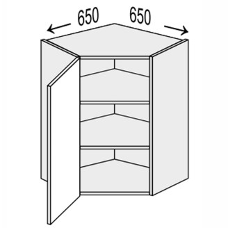 Кухонна секція Глорі верхня кут 45° 650х650/720 1дв GL-491W/01 MiroMark