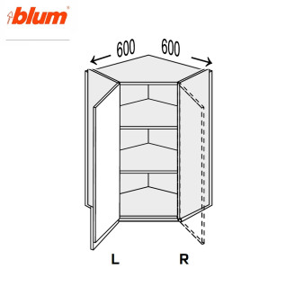 Кухонная секция Миллениум WG верхняя Угол В 45° 600х600/900 1дв Pro Blum Правая ML-596W/01R MiroMark 