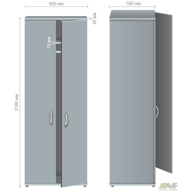 Шкаф для одежды МГ - 912 (806х580х2196мм) Орех Темный AMF