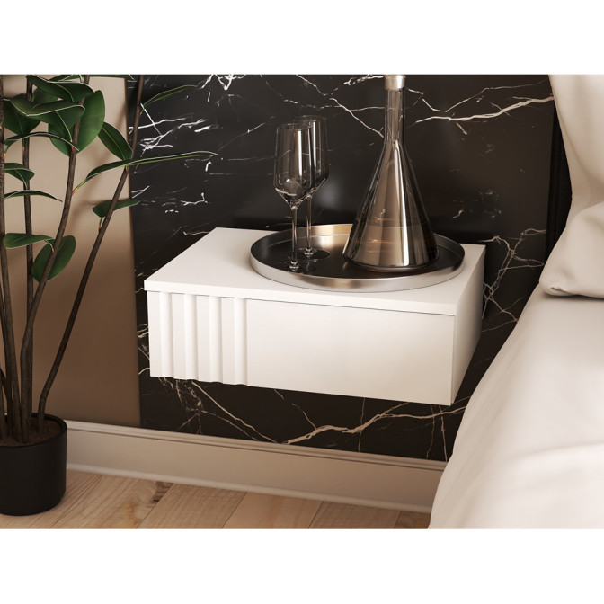 Тумба прикроватная Лина Белый / Белый Глянец Мир Мебели