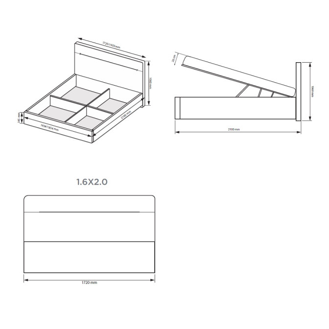 Кровать с подъёмным механизмом 1,6х2,0 Фемели / Family Глянец Белый MiroMark FM-47-WB