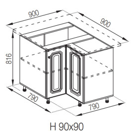 Кухонна секція нижня 90*90 Валенсія Світ меблів