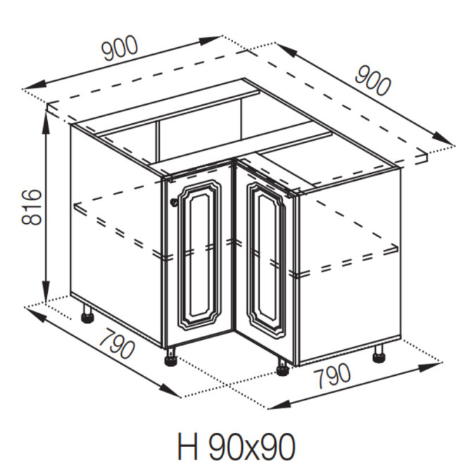 Кухонна секція нижня 90*90 Валенсія Світ меблів