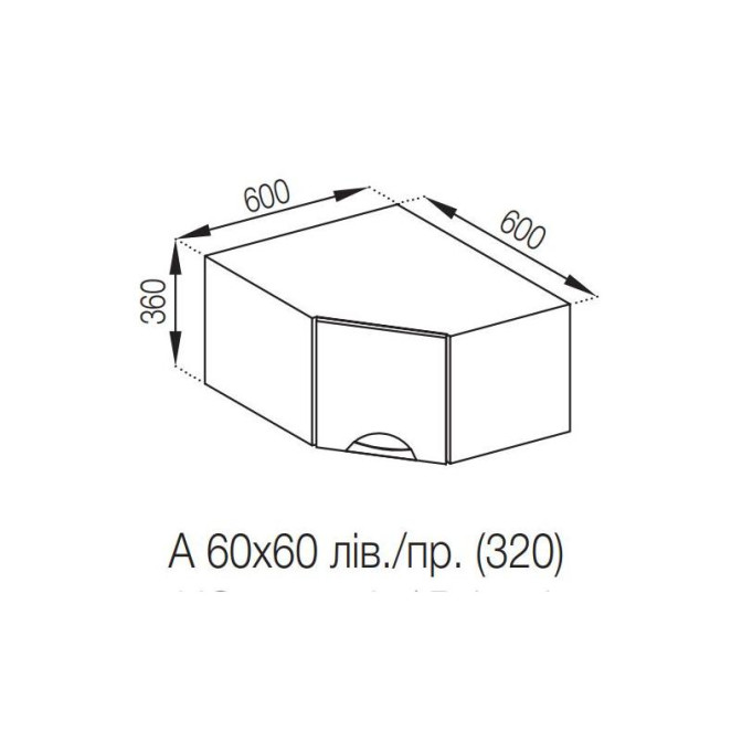Кухонная секция антресоль А 60*60 Адель Люкс Мир мебели
