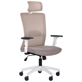 Крісло Uran White HR сидіння Сідней-09/спинка Сітка SL-02 беж AMF