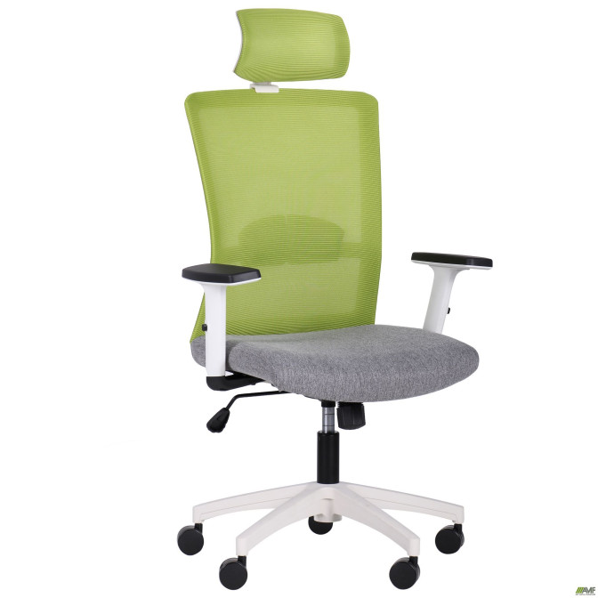 Кресло Uran White HR сиденье Сидней-20/спинка Сетка SL-06 салатовая AMF