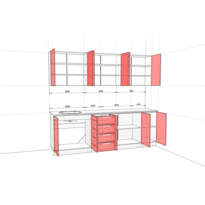 Модульна кухня Фарбований високий глянець Комфорт меблі