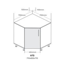 Кухонна секція Н70-795 нижня 795 кут 45